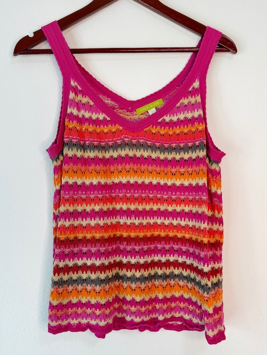 Sigrid Olsen Tops - Vintage Y2K Sigrid Olsen Colorful Chevron Knit Tank Top Womens L Silk Blend Boho
